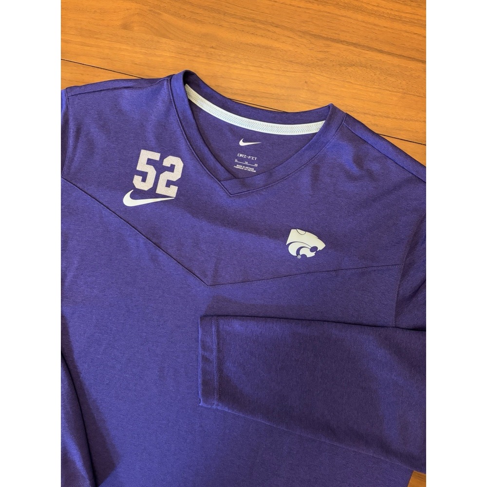 Kansas State Wildcats Nike Player Issue Training Shirt Mens XL Pullover #52 KSU
